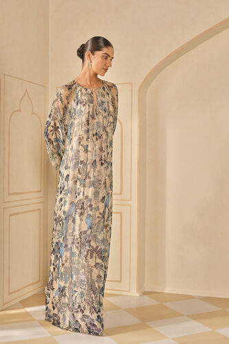 Turaya Printed Bemberg Kaftan - Beige, Beige, image 2